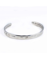Silver-plated hammered bangle with a minimalist design, ideal for stacking or intertwining with other bracelets.