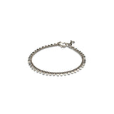 Elegant anklet featuring a 999 silver antique plated brass chain adorned with 3mm round charms, slightly adjustable.