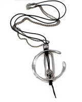 Silver pendant necklace on a white background