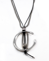 Silver pendant necklace on a white background