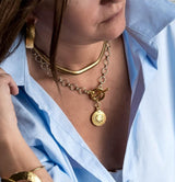 Gold coin layered choker