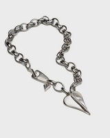 Chunky silver love necklace featuring an oversized heart pendant on a heavy-gauge stainless steel chain.