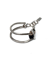 Metallic keychain with rings on a white background