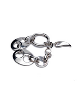 Chunky silver plated anchor link necklace and bracelet set with carabiner closures, featuring a modern boho design.