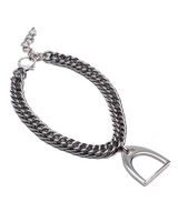Silver chain bracelet with a unique clasp on a white background