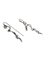Asymmetrical abstract drop earrings in silver zinc alloy, featuring unique irregular shapes for a bold statement.