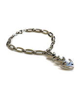 Chunky silver metal anklet with a fish pendant, featuring a rhombus link chain, ideal for beach or casual layering.
