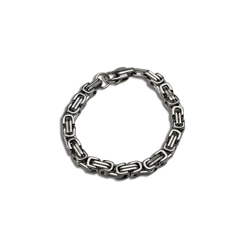 Men’s solid square byzantine chain bracelet, Stainless steel bracelet (M-7049)