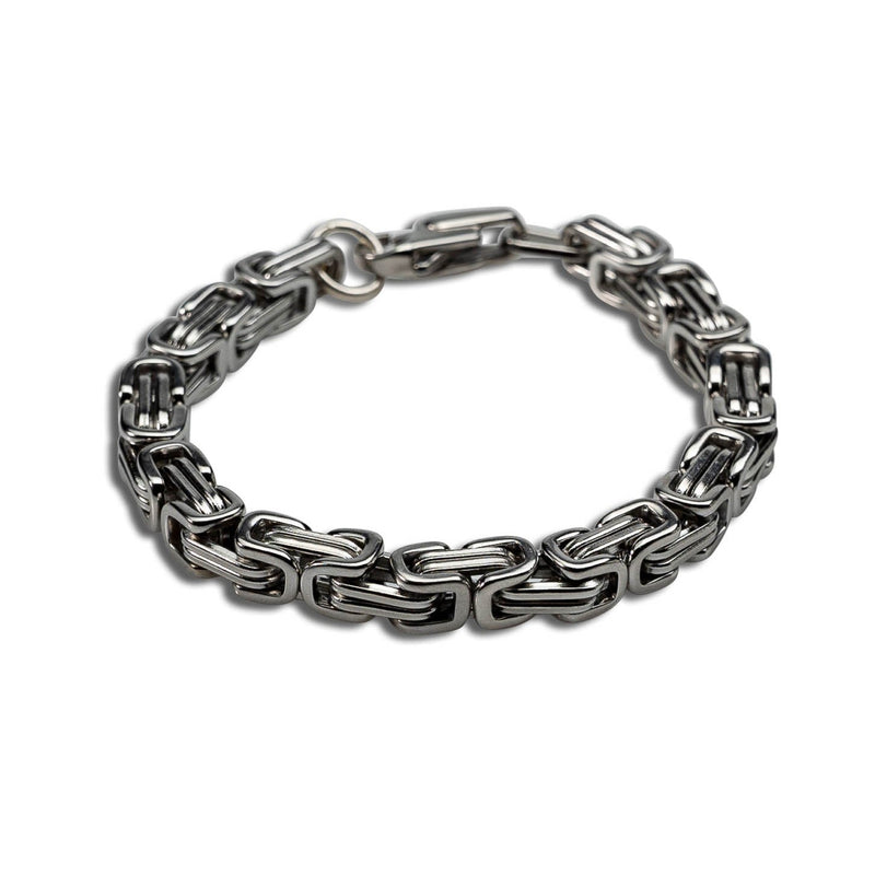 Men’s solid square byzantine chain bracelet, Stainless steel bracelet (M-7049)