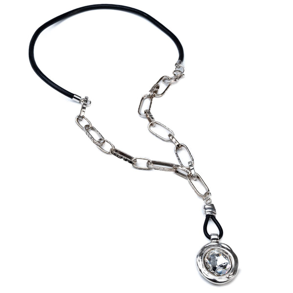 Necklace with SWAROVSKI crystal medallion in clear diamond colour  (NC-1099)