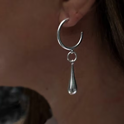 Teardrop charm earrings (E-4050)