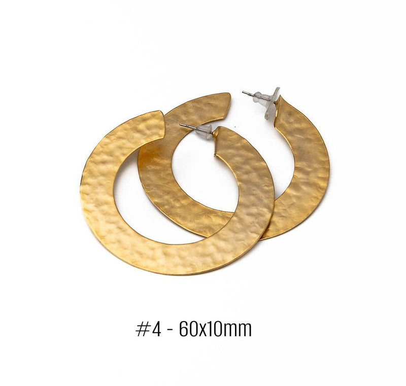 Gold-plated hammered earrings (E-4017)