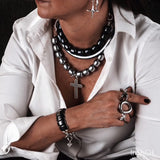 Hematite Leather Choker Set