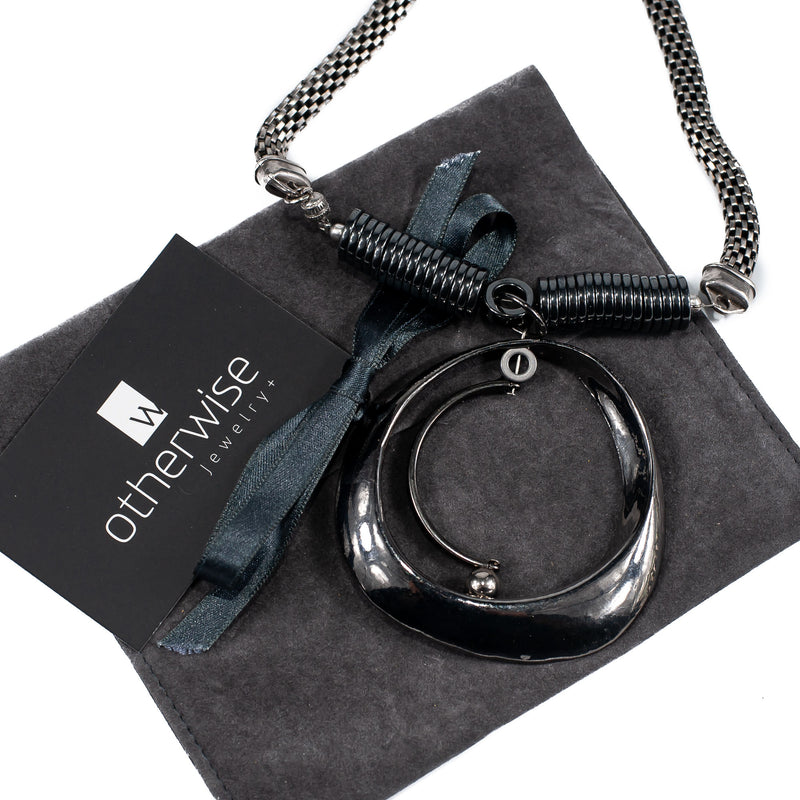 Necklace With Hematites And Gun Metal Elements (NC-1035) - Otherwise Jewelry+