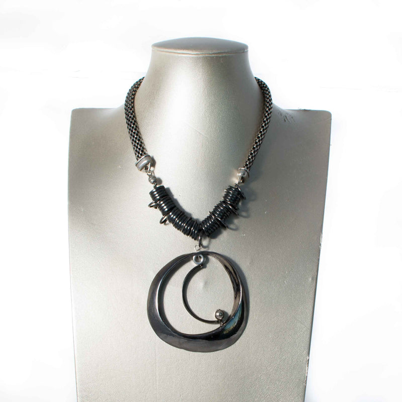Necklace With Hematites And Gun Metal Elements (NC-1035) - Otherwise Jewelry+
