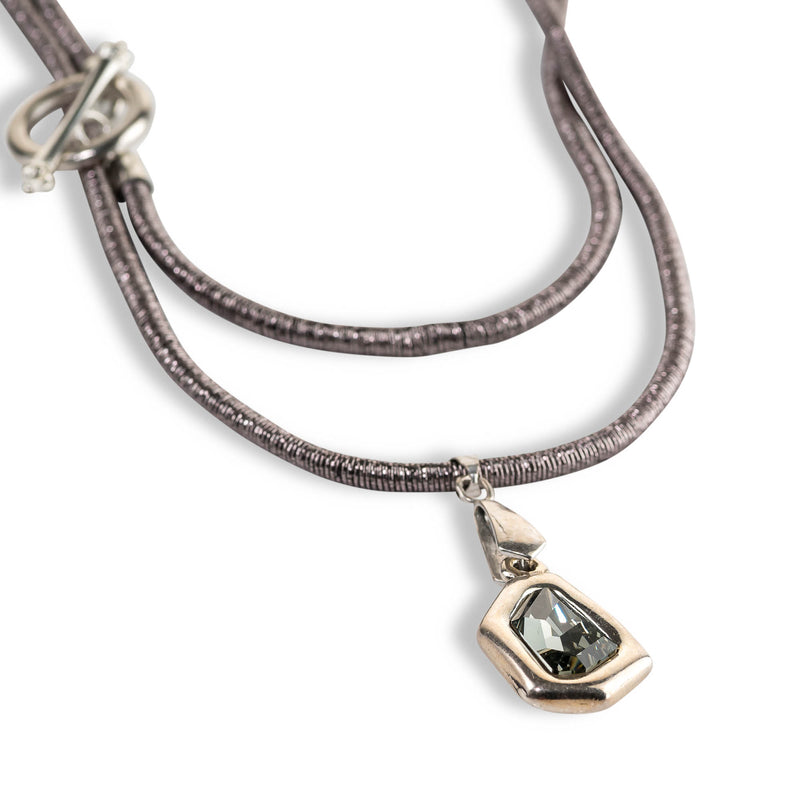 Necklace with grey Swarovski pendant (NC-1083)