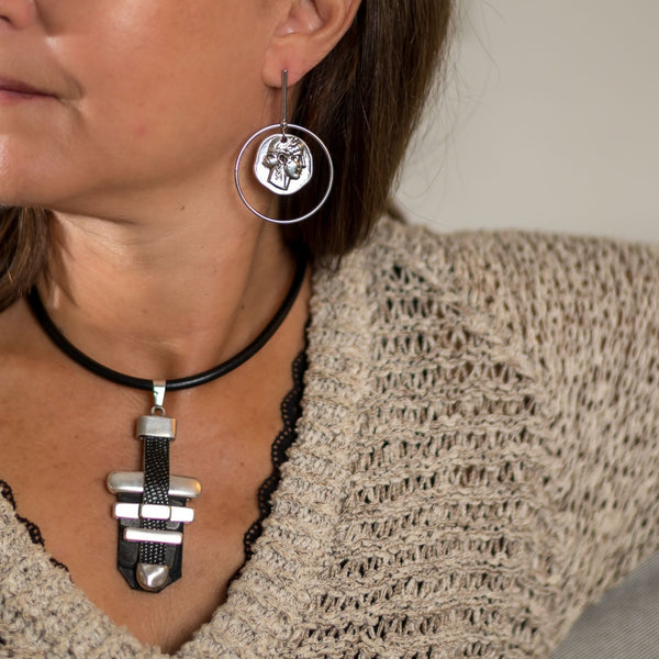 Greek coin earrings (E-4021)