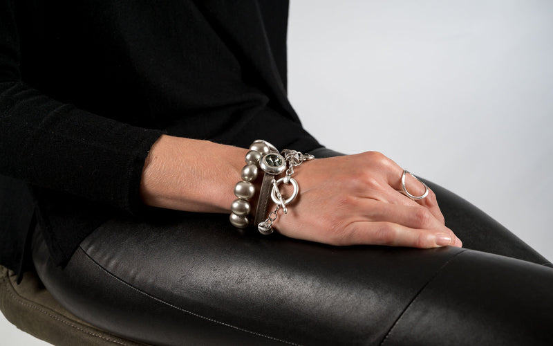 Soft leather bracelet with Swarovski stones (BR-360)​