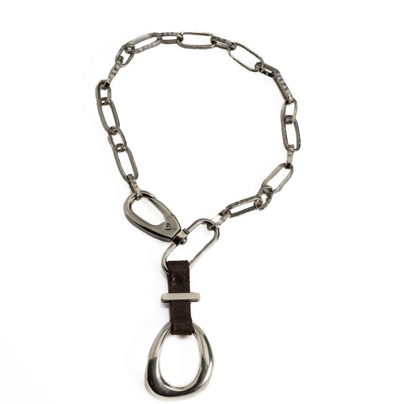 Necklace with hammered iron chain and large buckle (NC-1098)​