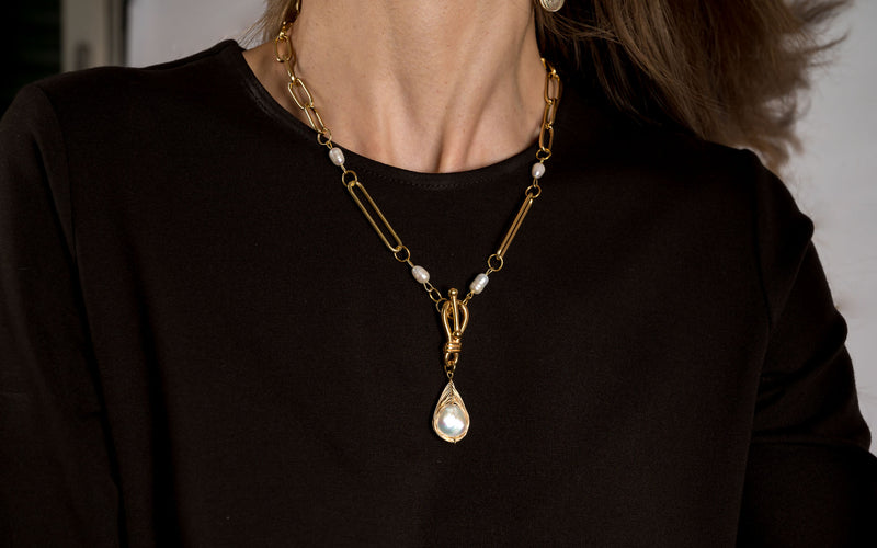 Chain necklace with pearl pendant (NC-1112)