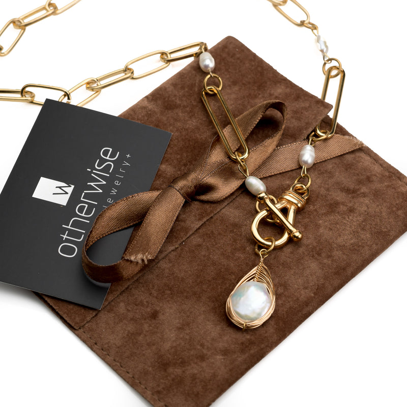 Chain necklace with pearl pendant (NC-1112)