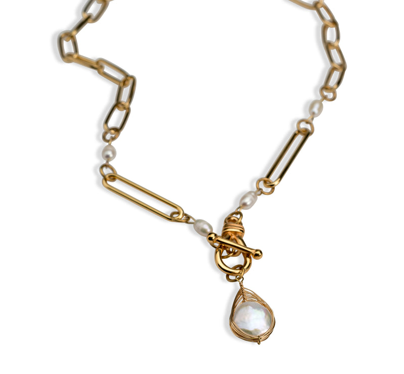 Chain necklace with pearl pendant (NC-1112)