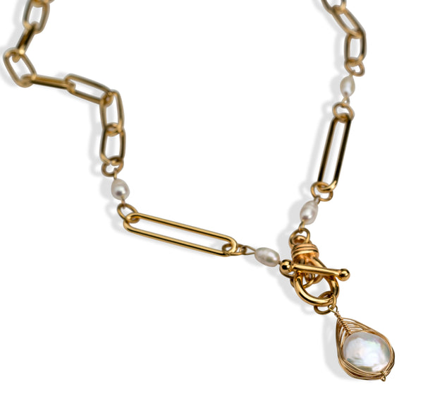 Chain necklace with pearl pendant (NC-1112)