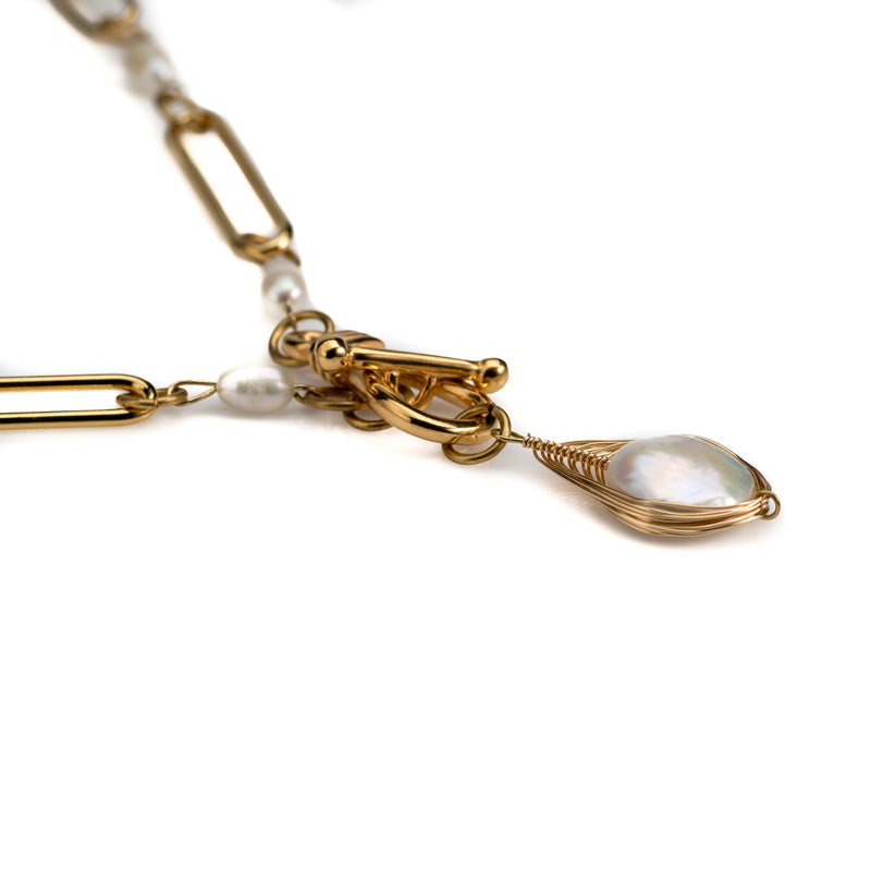 Chain necklace with pearl pendant (NC-1112)