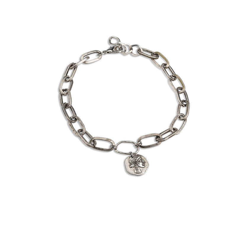 Chunky chain choker necklace with coin pendant (NC-1119)​