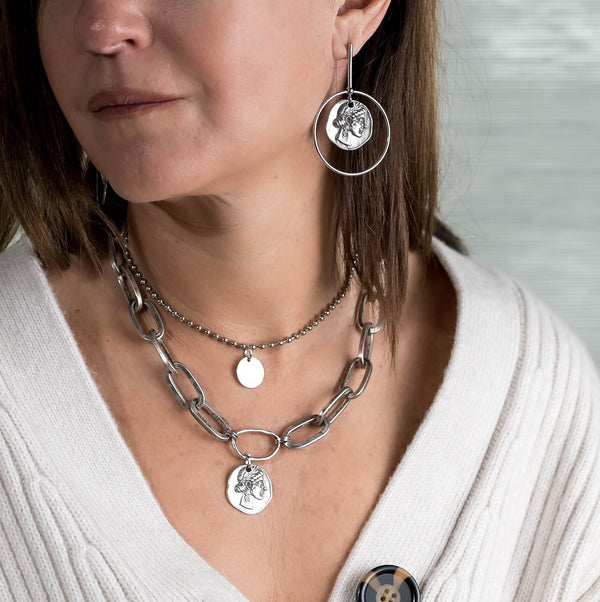 Layered choker necklaces with coins (for both necklaces choose NC-1125)