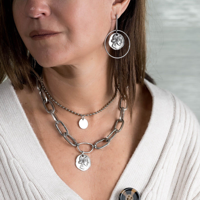Layered choker necklaces with coins (for both necklaces choose NC-1125)