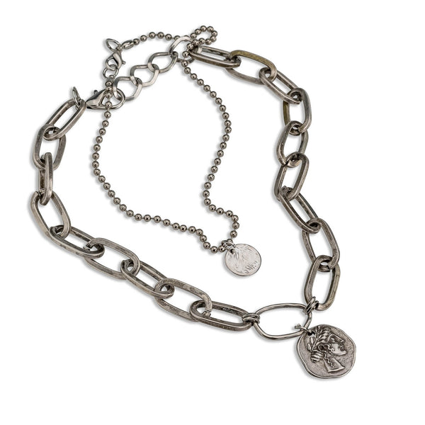 Layered choker necklaces with coins (for both necklaces choose NC-1125)
