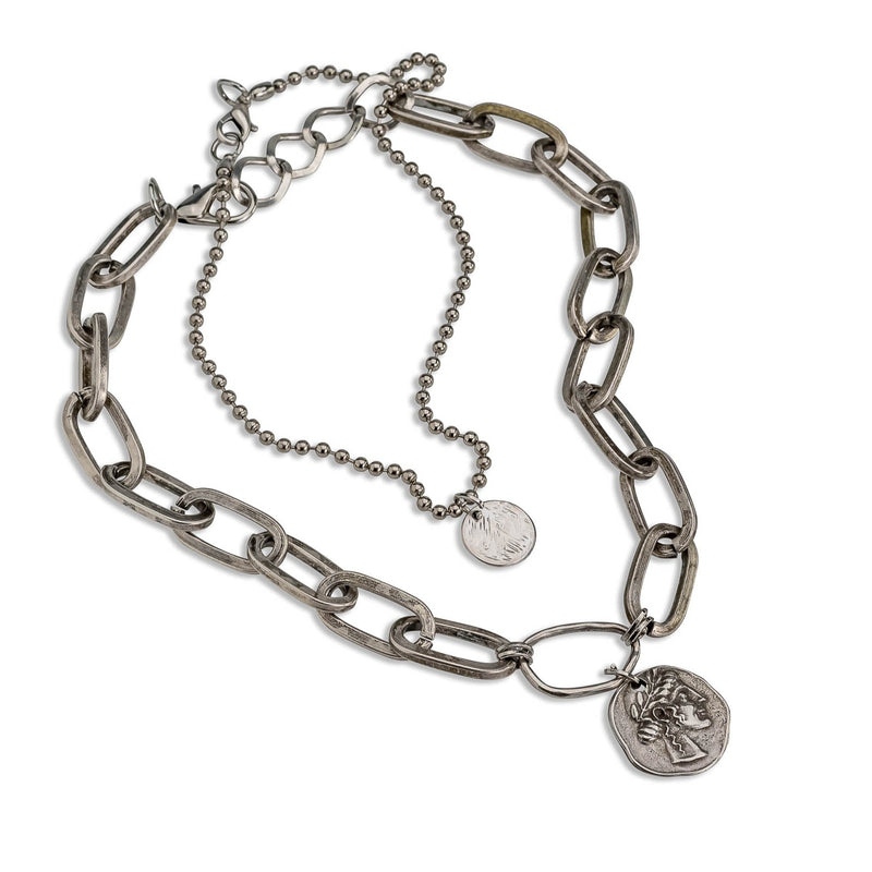 Layered choker necklaces with coins (for both necklaces choose NC-1125)
