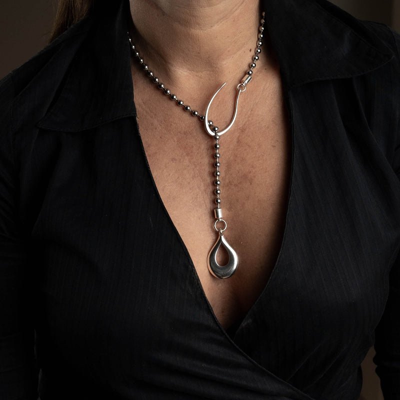 Classy stainless steel chain necklace with drop pendant  (NC-1149)
