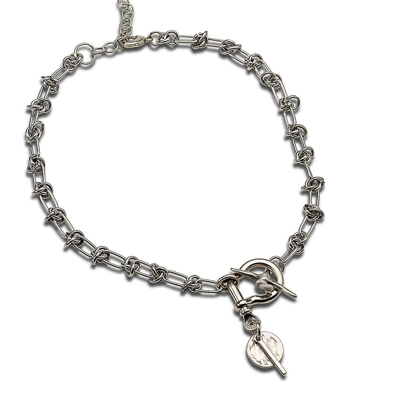Knot link chain necklace, bold T-bar and coin necklace (NC-1159)