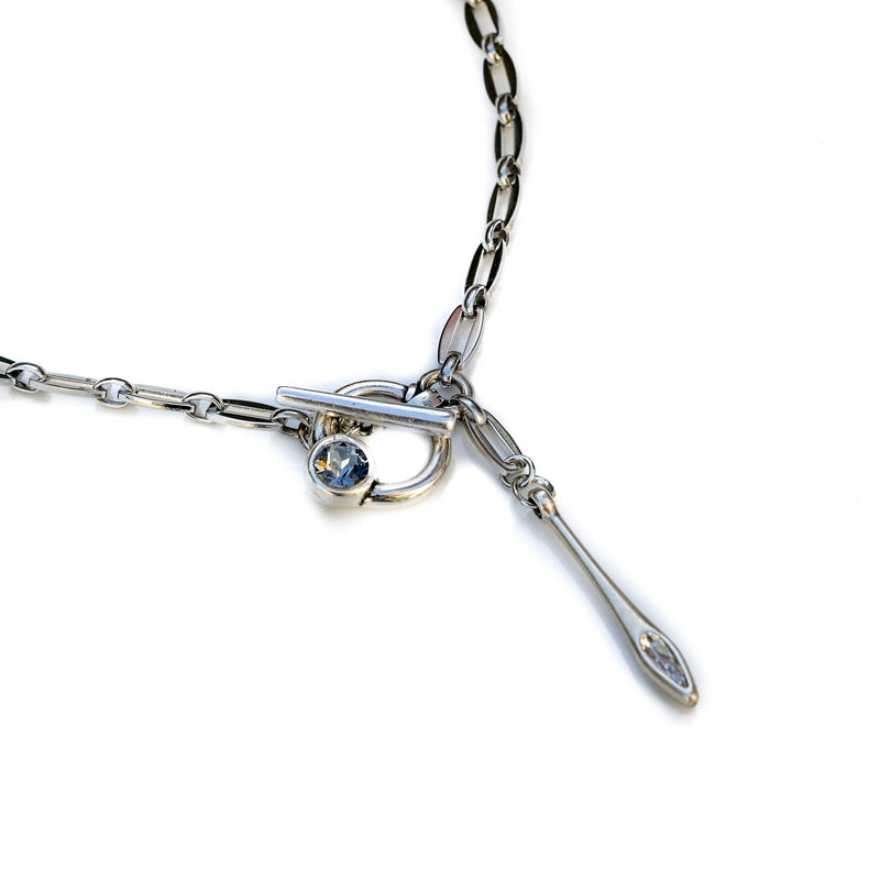 Large flat silver loop Necklace (NC-1165)
