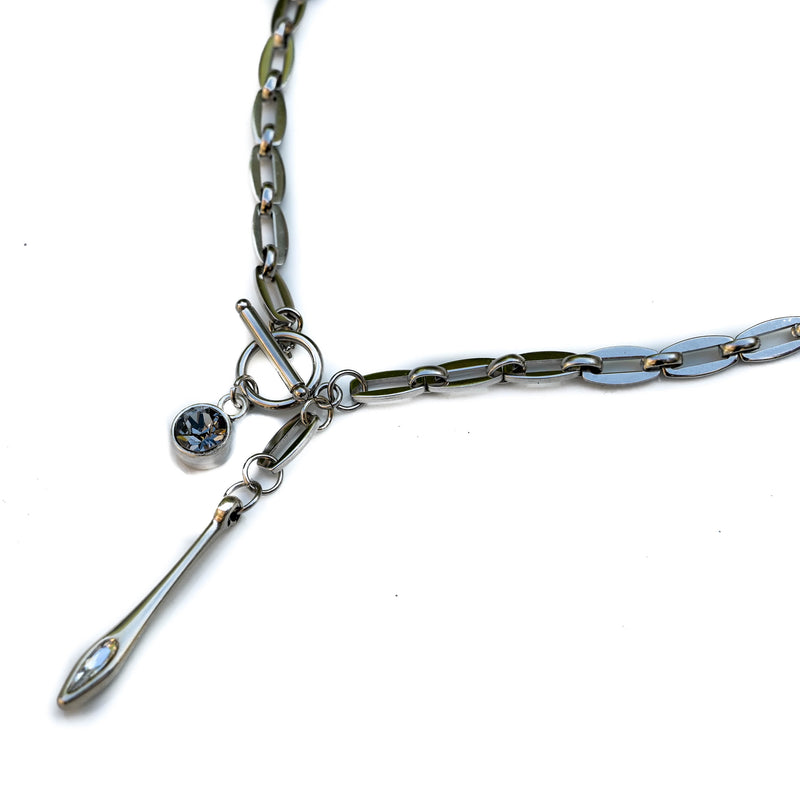 Large flat silver loop Necklace (NC-1165)