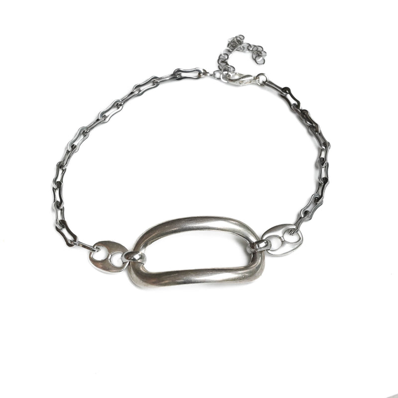 Funky Choker with Oval hoop and steel chain (NC-1169)