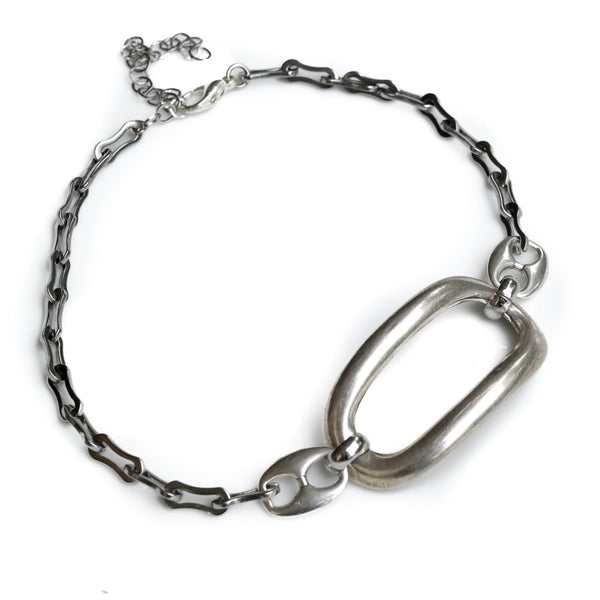 Funky Choker with Oval hoop and steel chain (NC-1169)