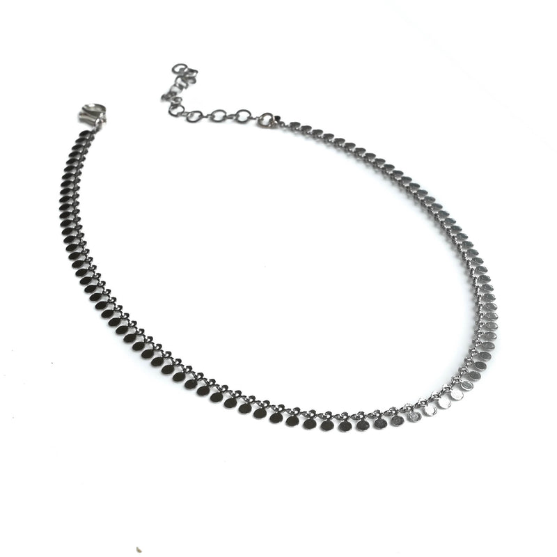 Stainless steel chain choker with round charms (NC-1173)