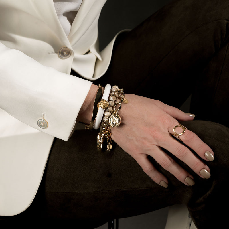 Hammered gold-plated metal ring (R-2021) - Otherwise Jewelry+