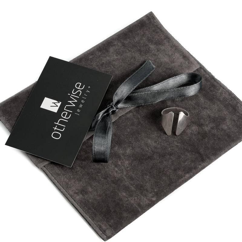 Wide cuff silver plated ring (R-2040)