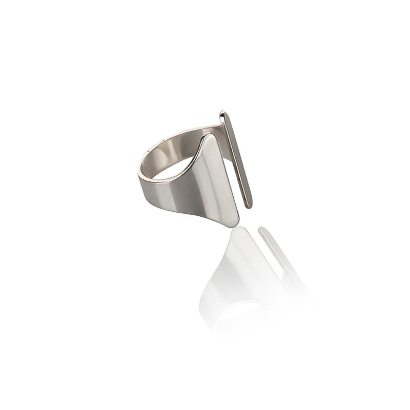 Wide cuff silver plated ring (R-2040)