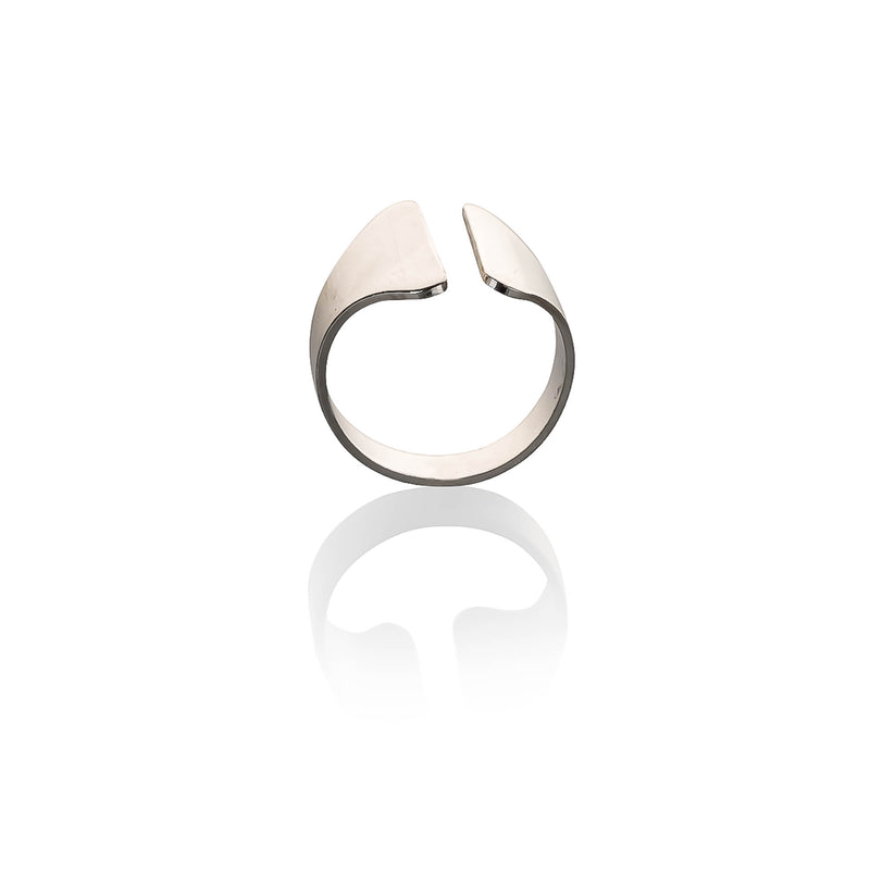Wide cuff silver plated ring (R-2040)