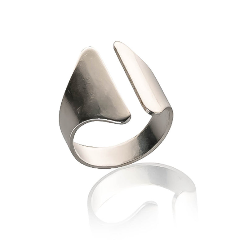 Wide cuff silver plated ring (R-2040)