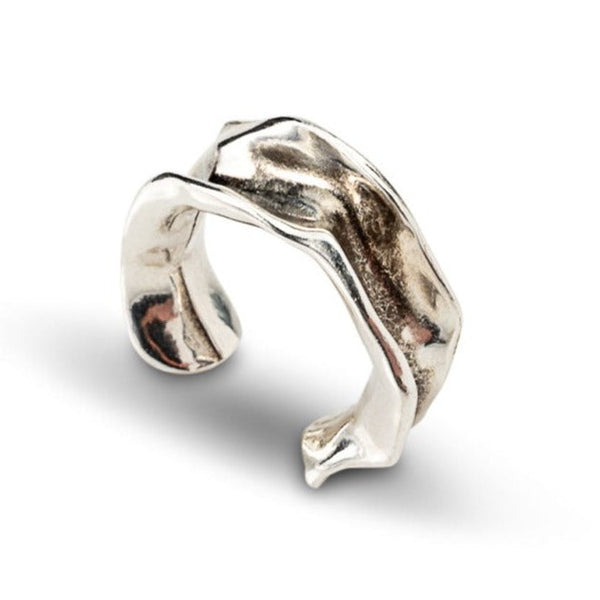 Antique silver abstract open band bold ring (R-2080)