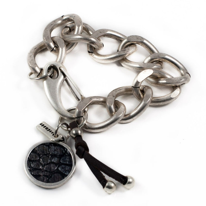 Chunky silver-plated chain and elements bracelet (BR-276)​