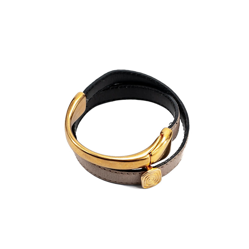 Bracelet half metal half leather (BR-307) - Otherwise Jewelry+