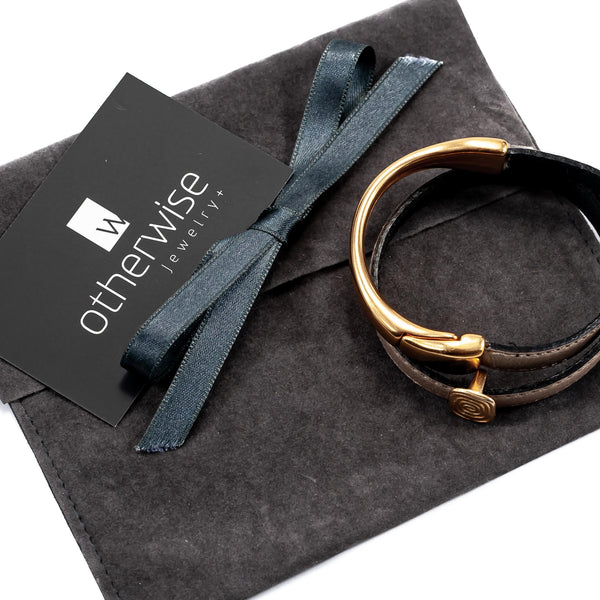 Bracelet half metal half leather (BR-307) - Otherwise Jewelry+