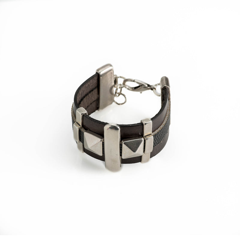 Unisex  leather and metal bracelet (BR-347)